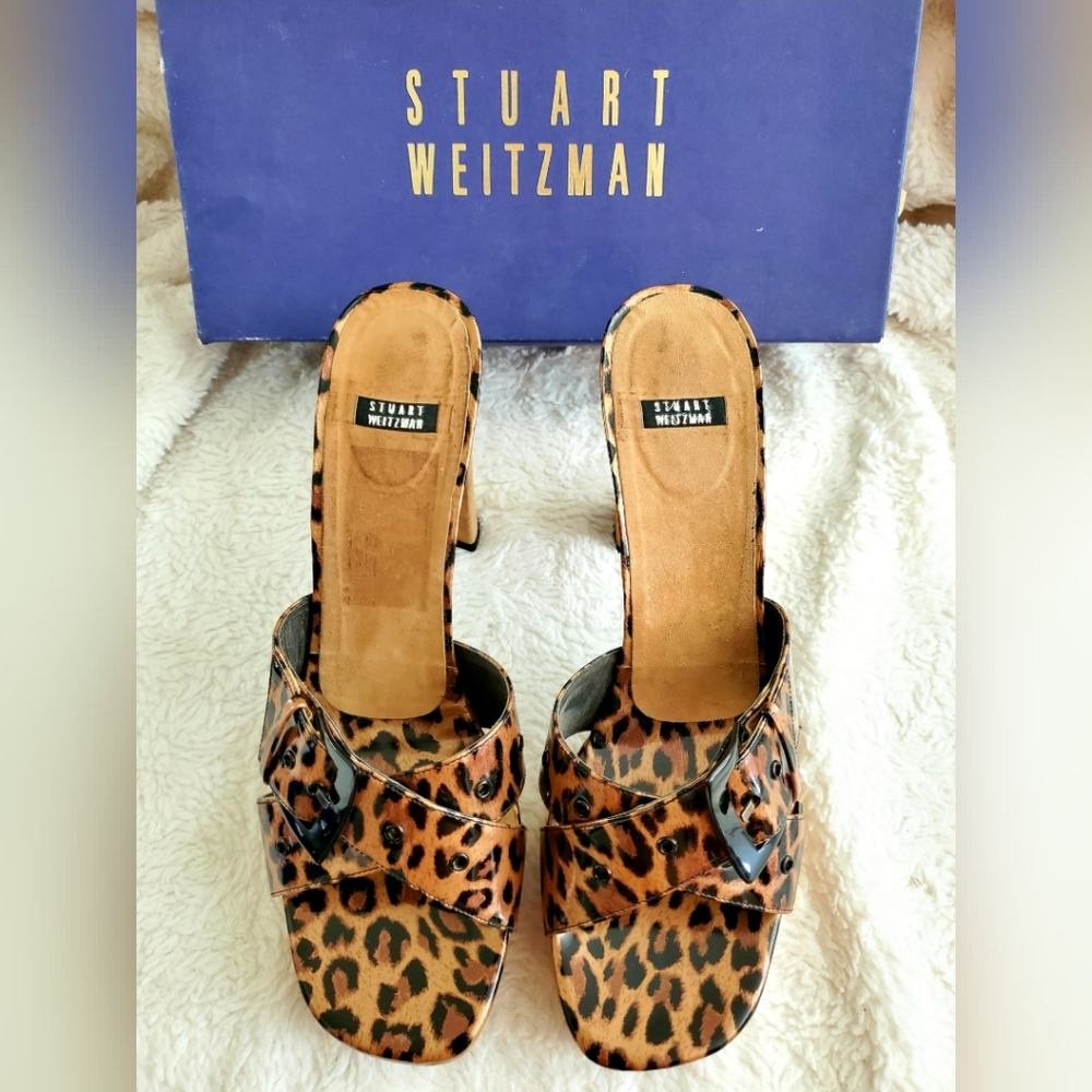 Vintage Stuart Weitzman Cashew Leopard Mules